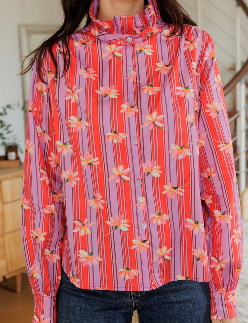 Gestreepte & Gebloemde Blouse Gustava