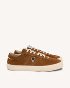 Sneakersy skórzane zamszowe w kolorze camel