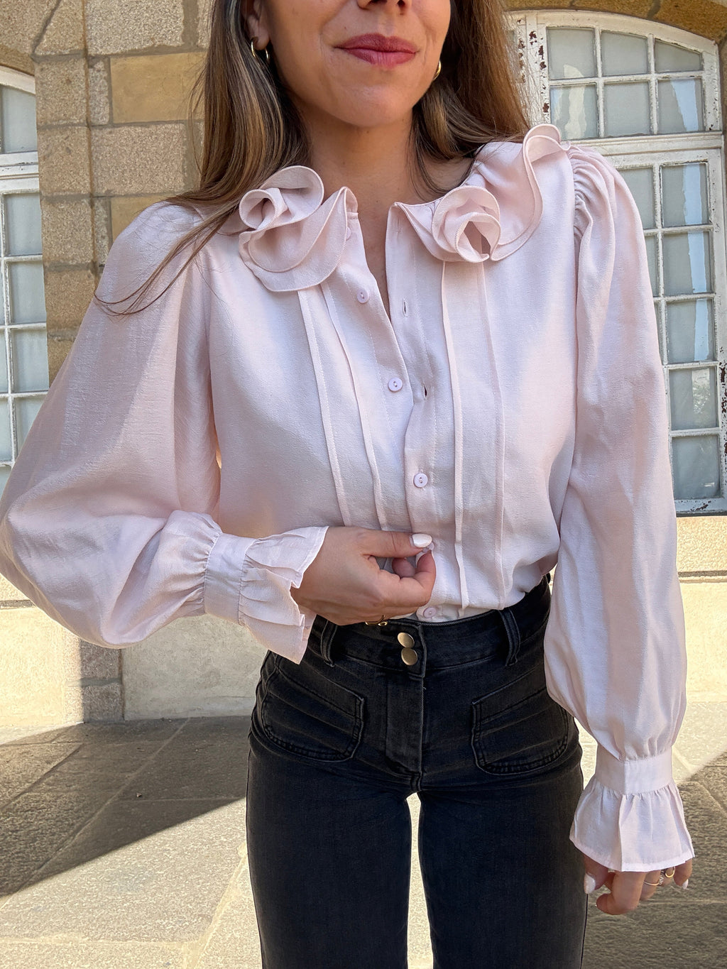 Soft Pink Brown Blouse