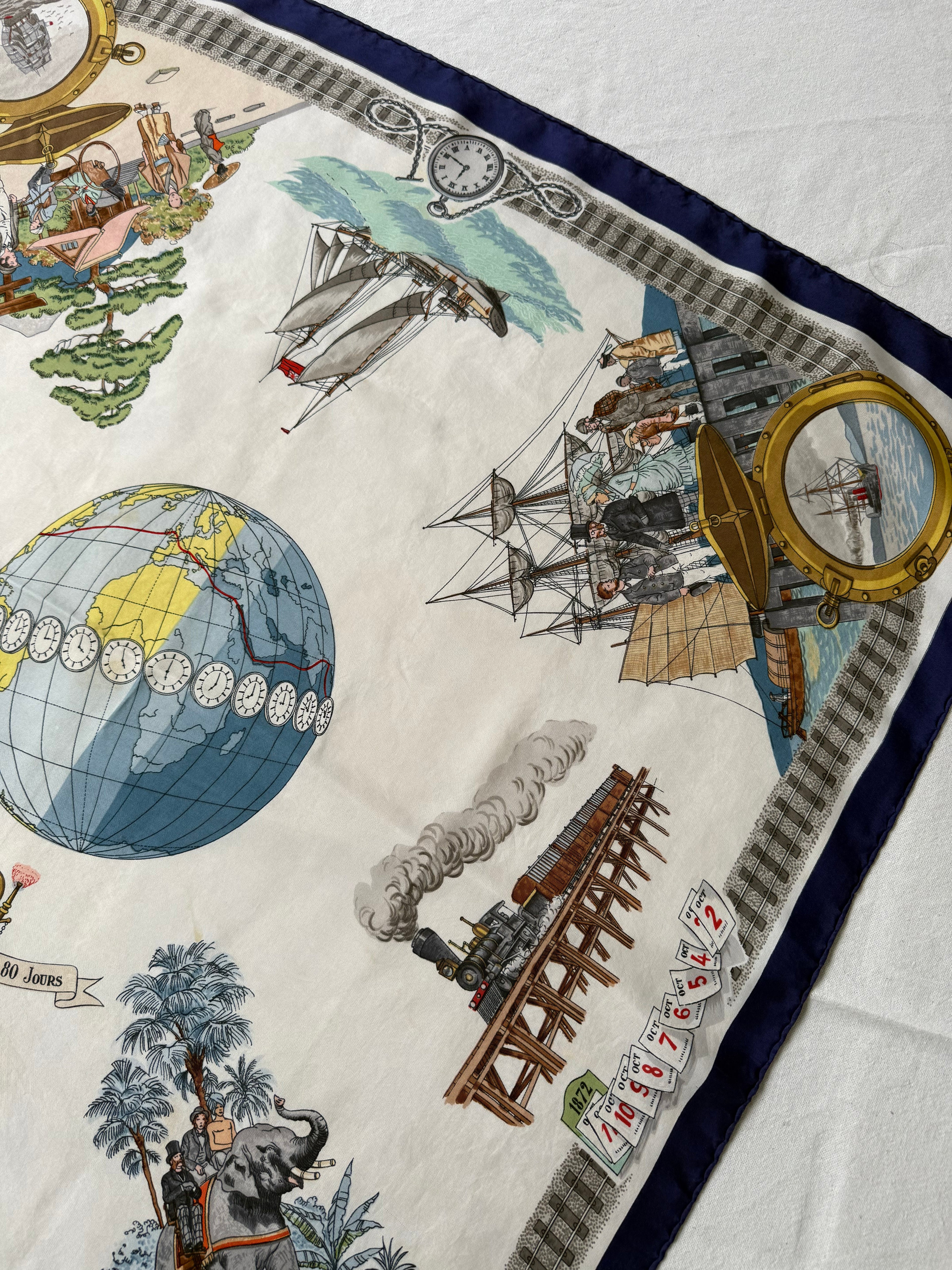 Foulard Hermès – Modèle Le Tour Du Monde En 80 Jours