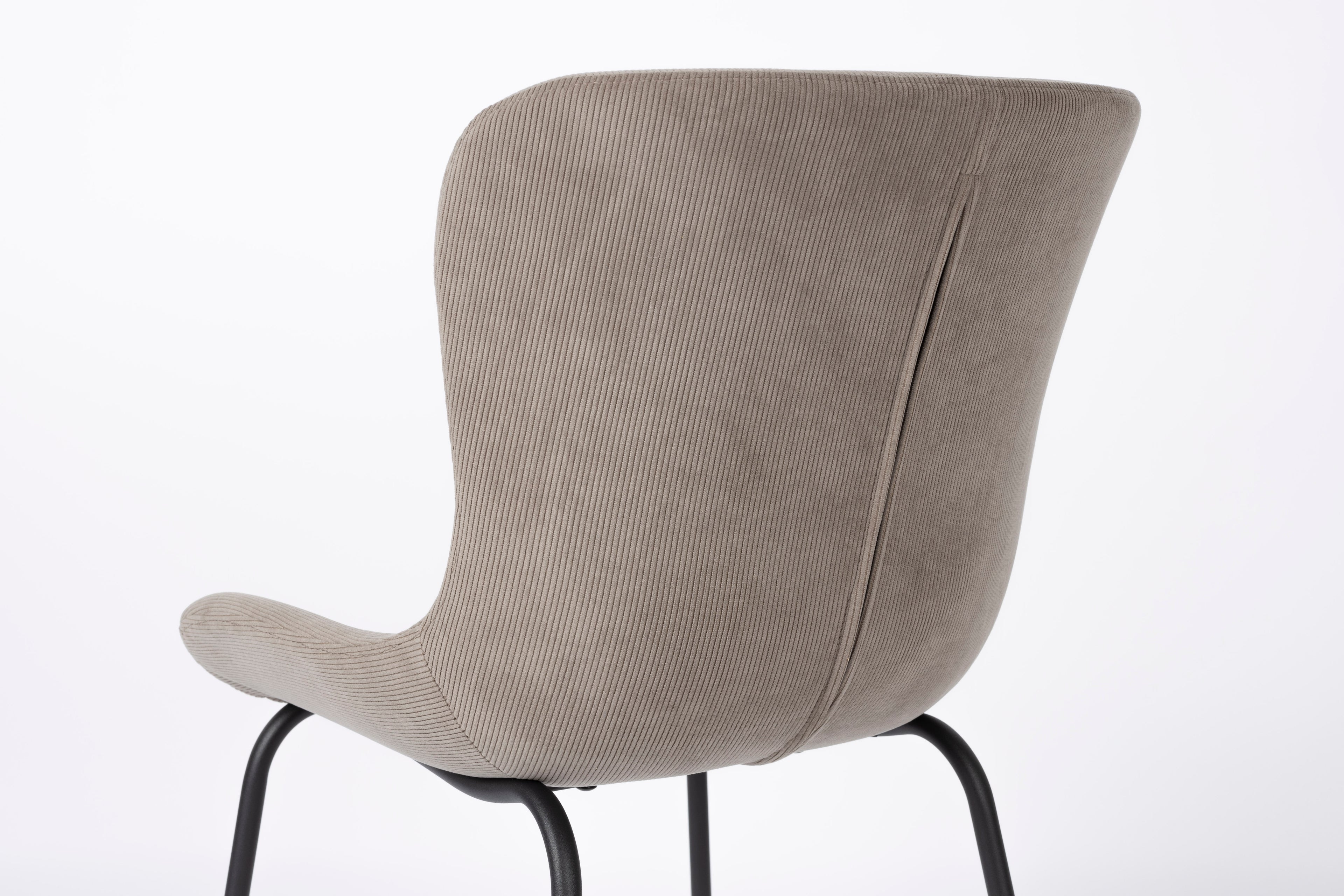 Junzo Rib - Set of 2 Dining Room Chairs - Fabric - Gray