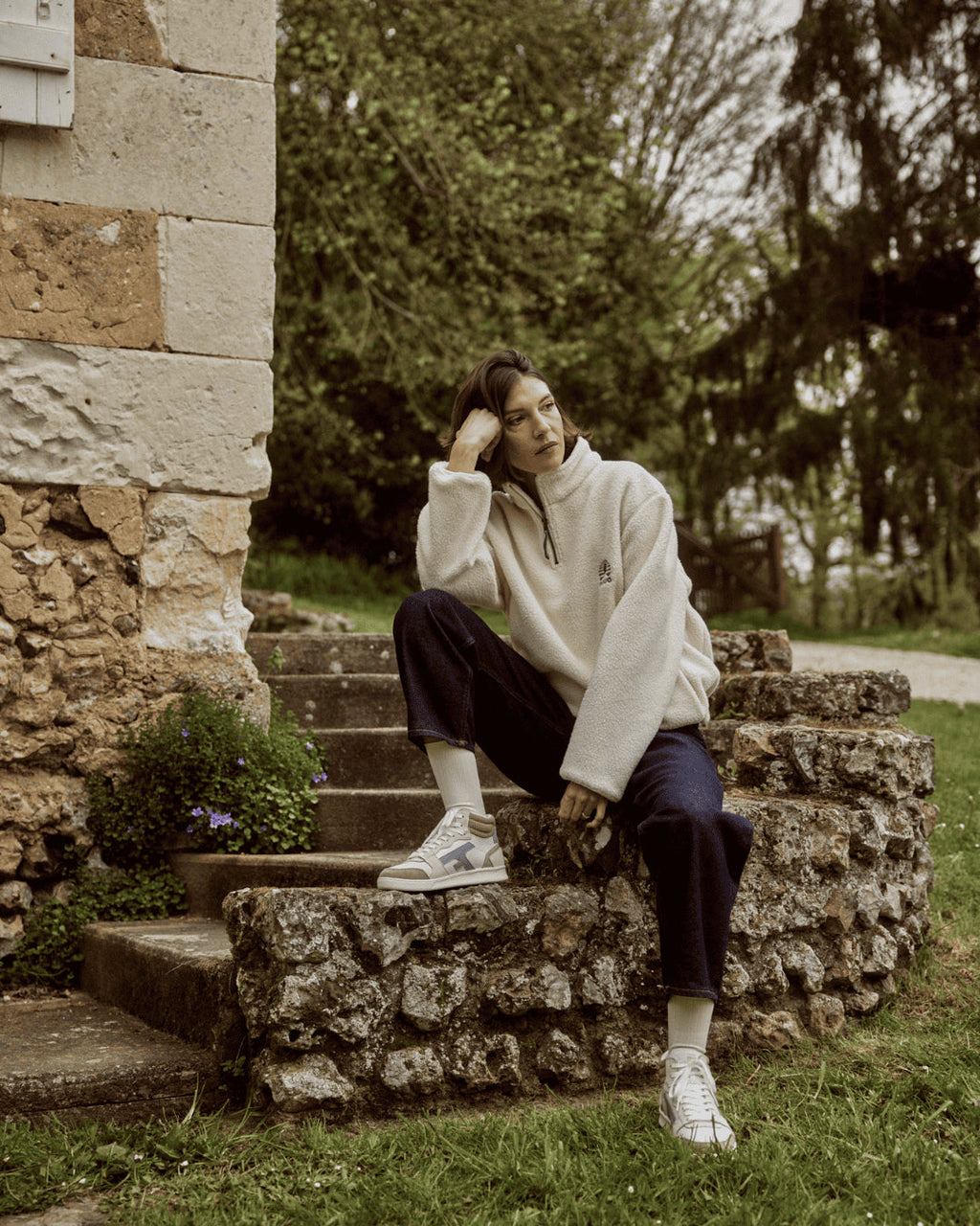 Baskets Hazel Mid - Blanc Et Marron Clair