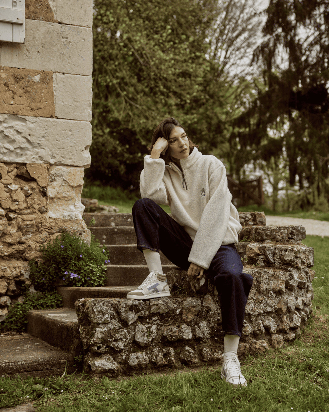 Baskets Hazel Mid - Blanc Et Marron Clair