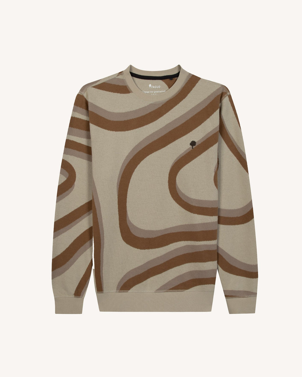 Rundhalsad sweatshirt i beige och camel