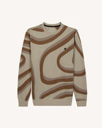 Rundhalsad sweatshirt i beige och camel