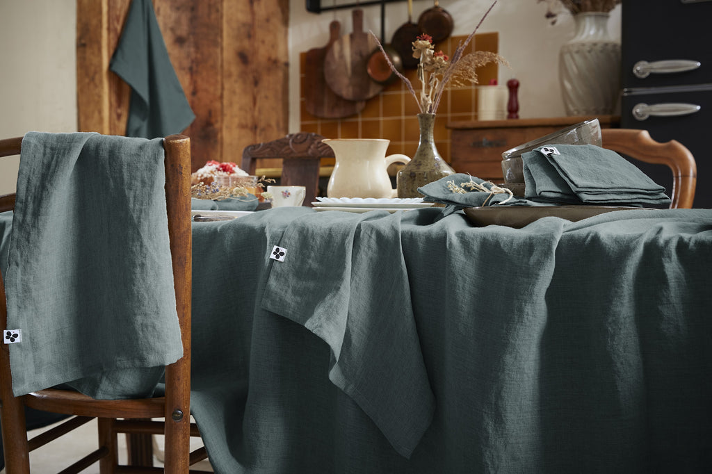 Soline - Nappe Rectangle - Lin Lavé - Ardoise
