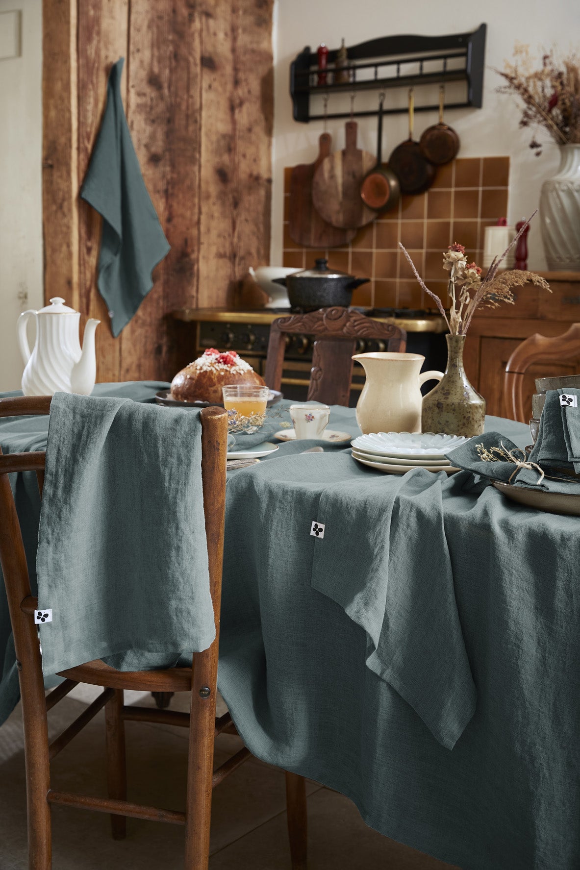 Soline - Nappe Rectangle - Lin Lavé - Ardoise