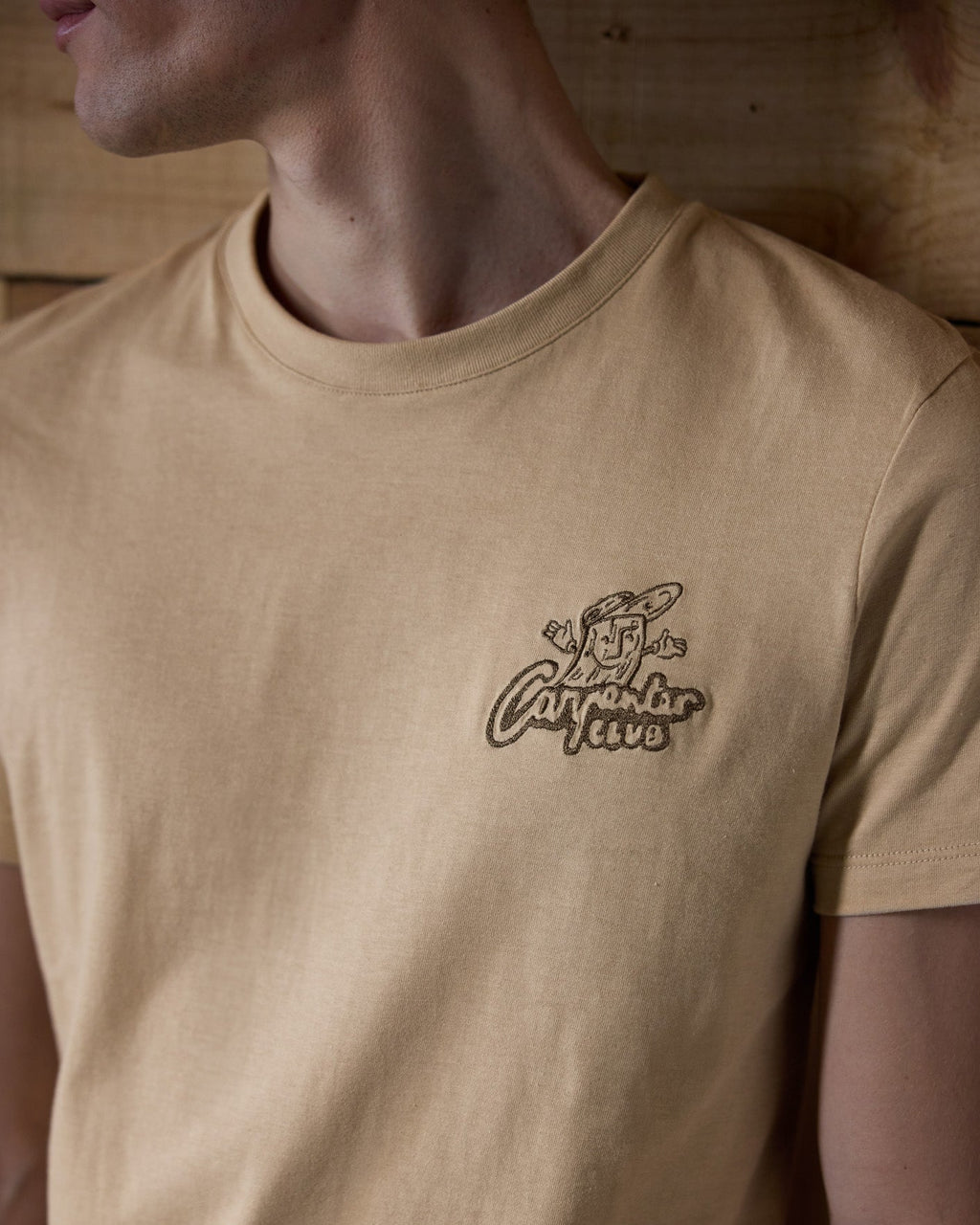 T-Shirt Beige In Cotone