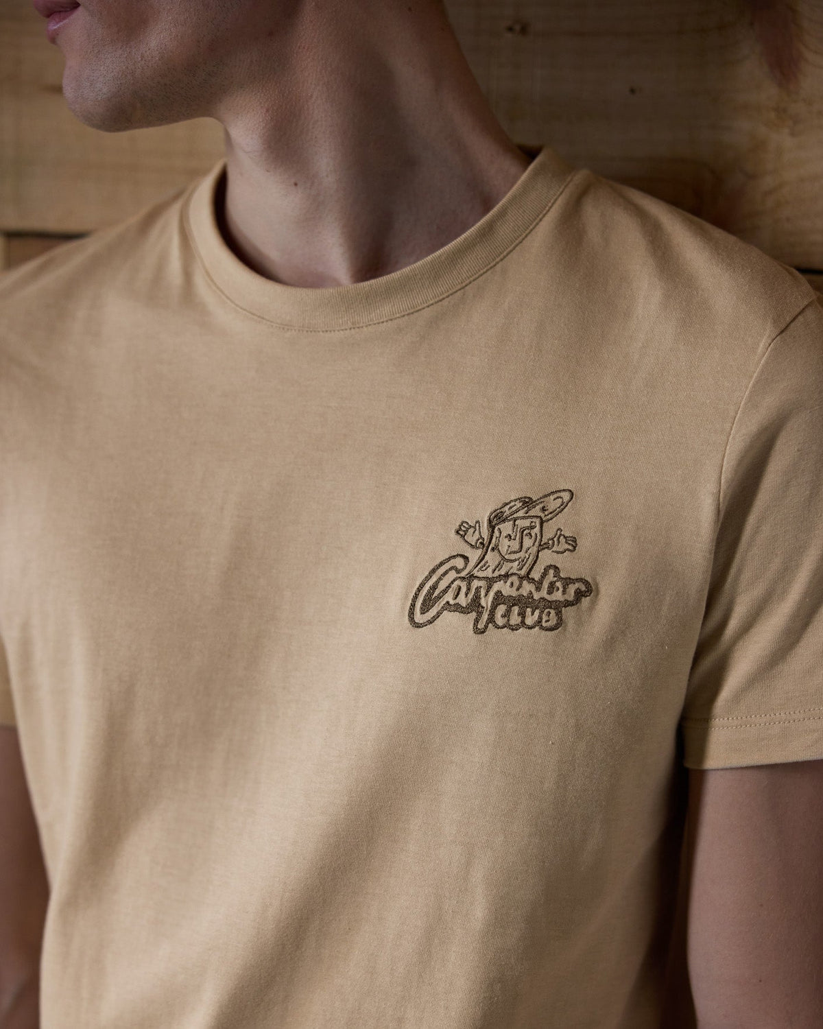 T-Shirt Beige In Cotone