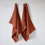 Soline - Set of 2 Tea Towels - Washed Linen - Paprika