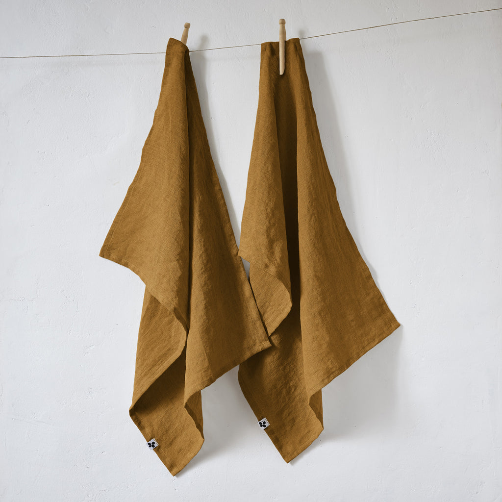Set of 2 Dish Towels - Washed Linen - Soline - Caramel