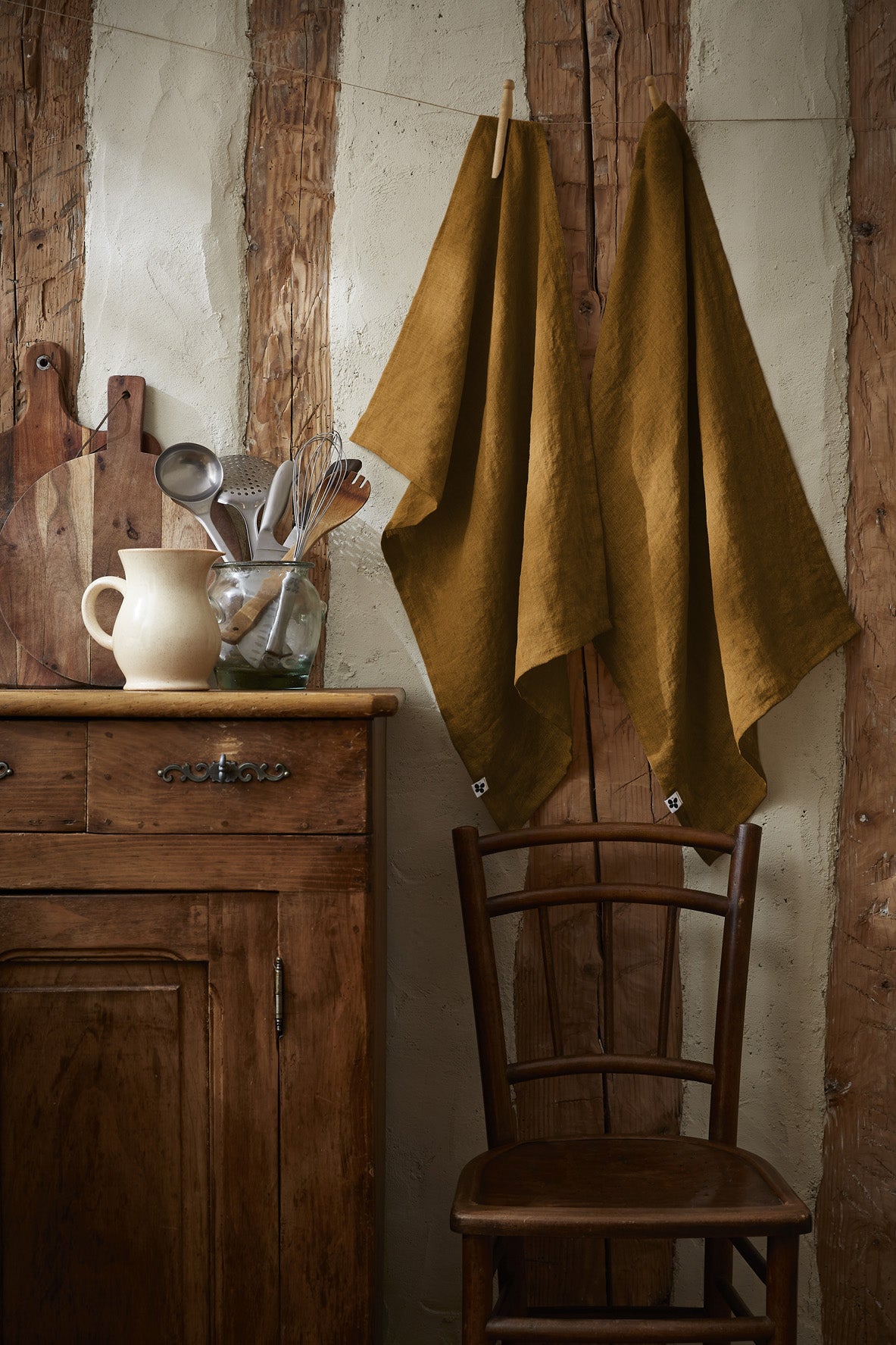 Set of 2 Dish Towels - Washed Linen - Soline - Caramel