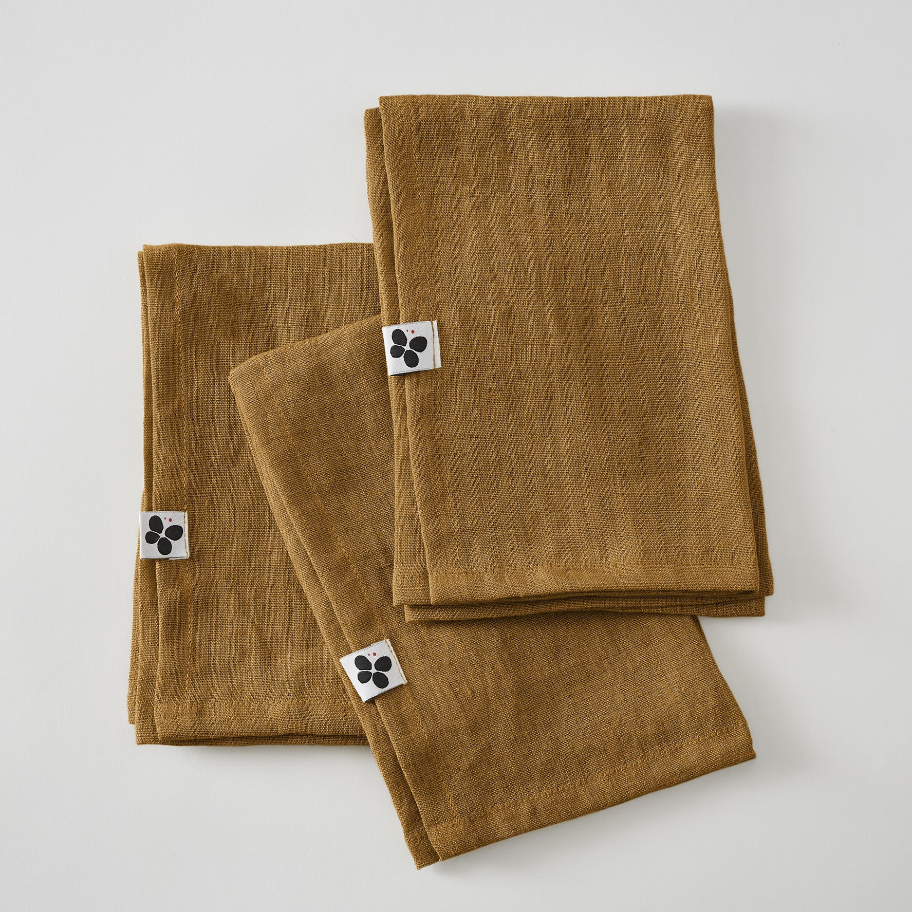 Set of 3 Towels - Washed Linen - Soline - Caramel