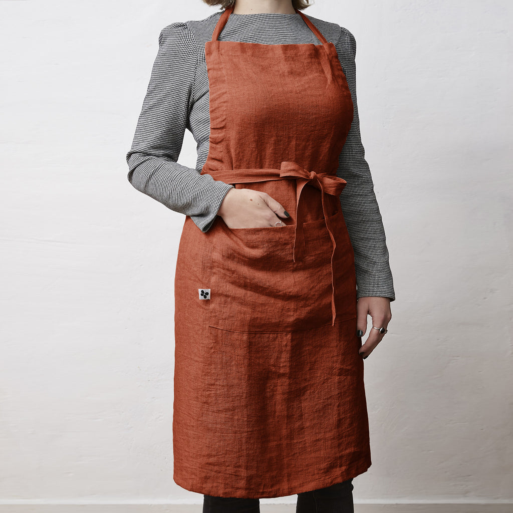 Soline - Tablier Ajustable - Lin Lavé - Paprika