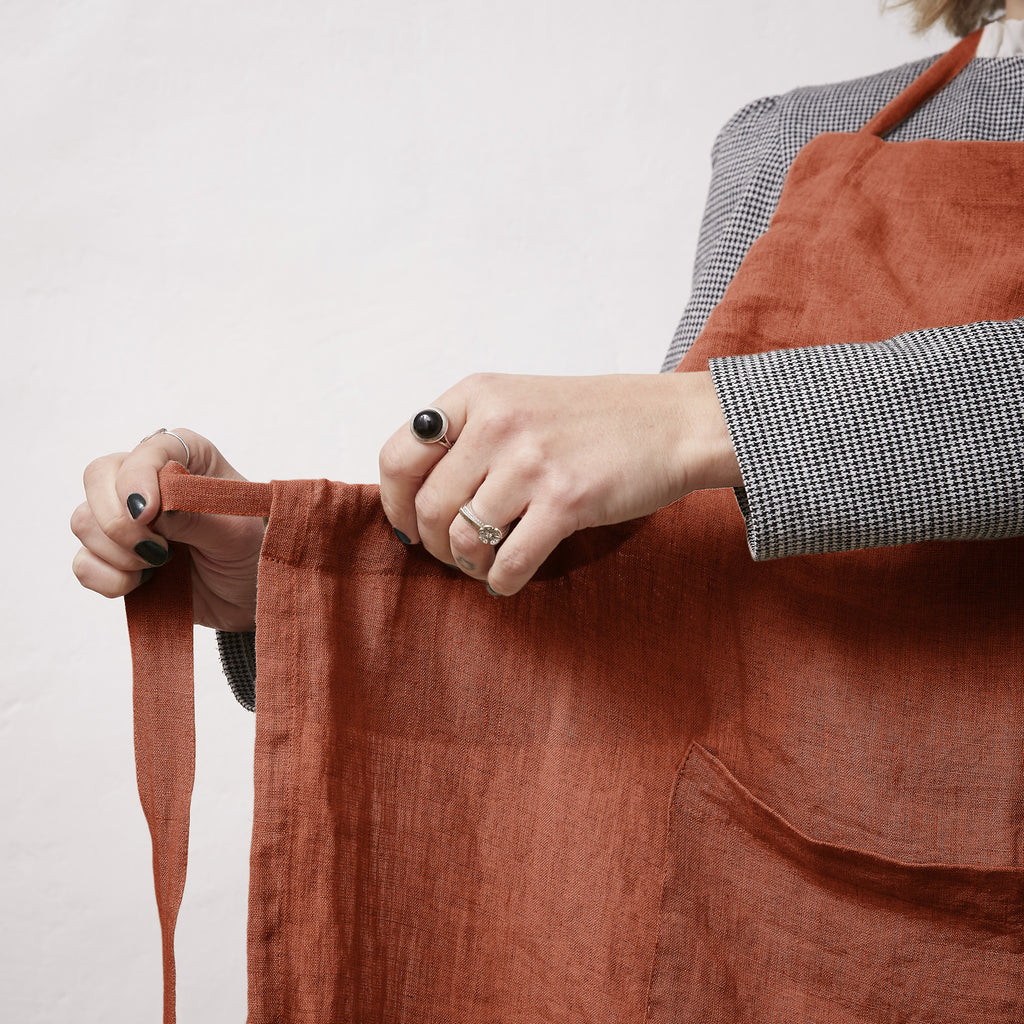 Soline - Tablier Ajustable - Lin Lavé - Paprika