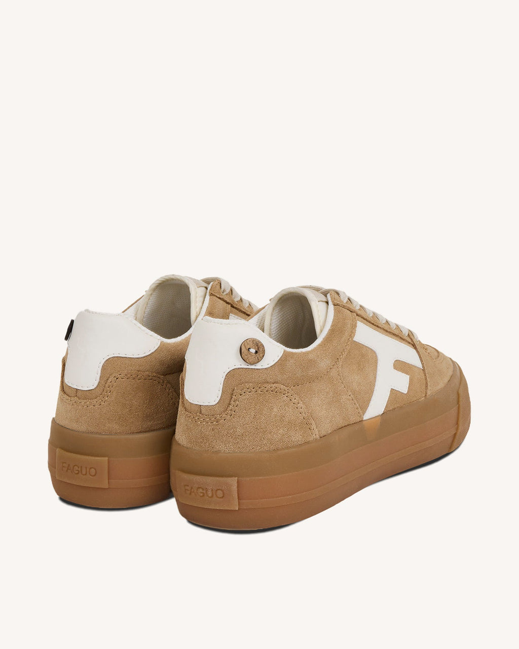 Platform Sneakers Suède Leer Zand