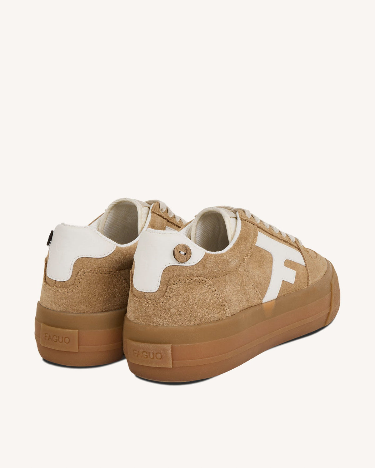 Platform Sneakers Suède Leer Zand
