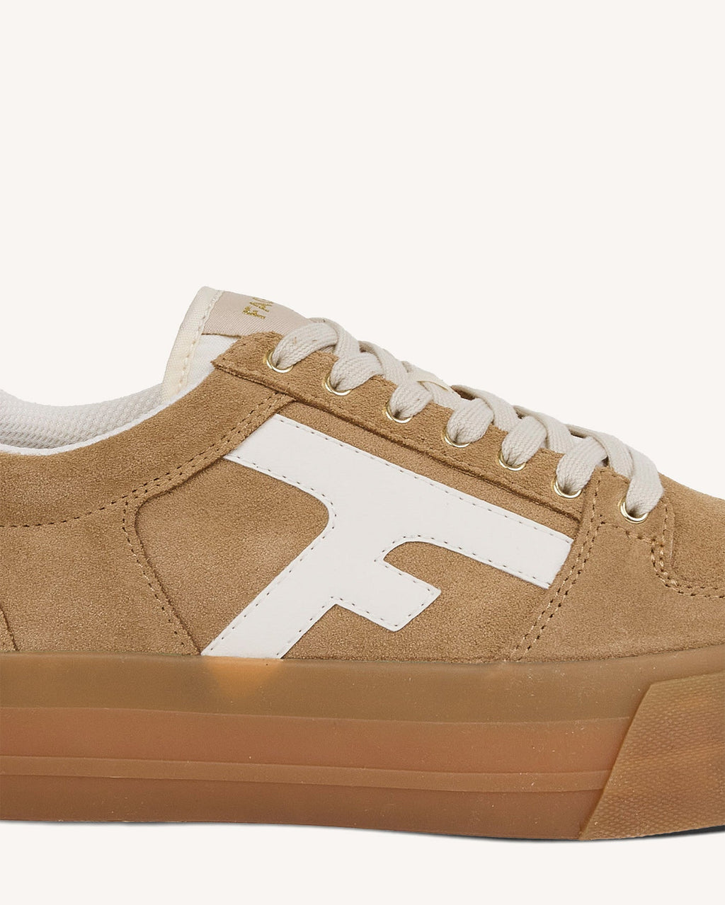 Platform Sneakers Suède Leer Zand