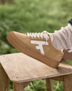 Platform Sneakers Suède Leer Zand