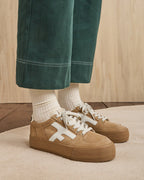 Platform Sneakers Suède Leer Zand