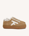 Platform Sneakers Suède Leer Zand