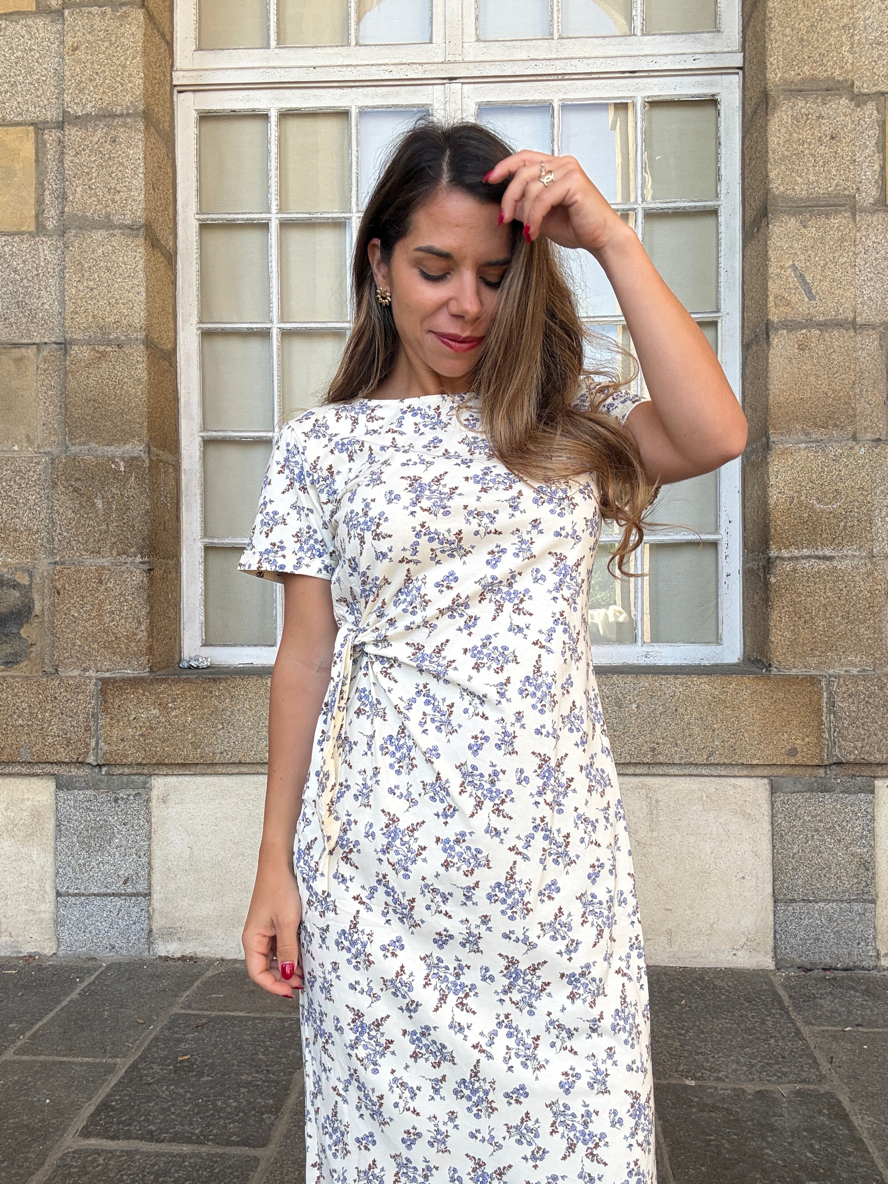 Vestido Largo Lazo Lucia Azul