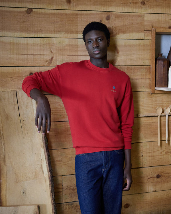 Sweat Col Rond Rouge Foncé