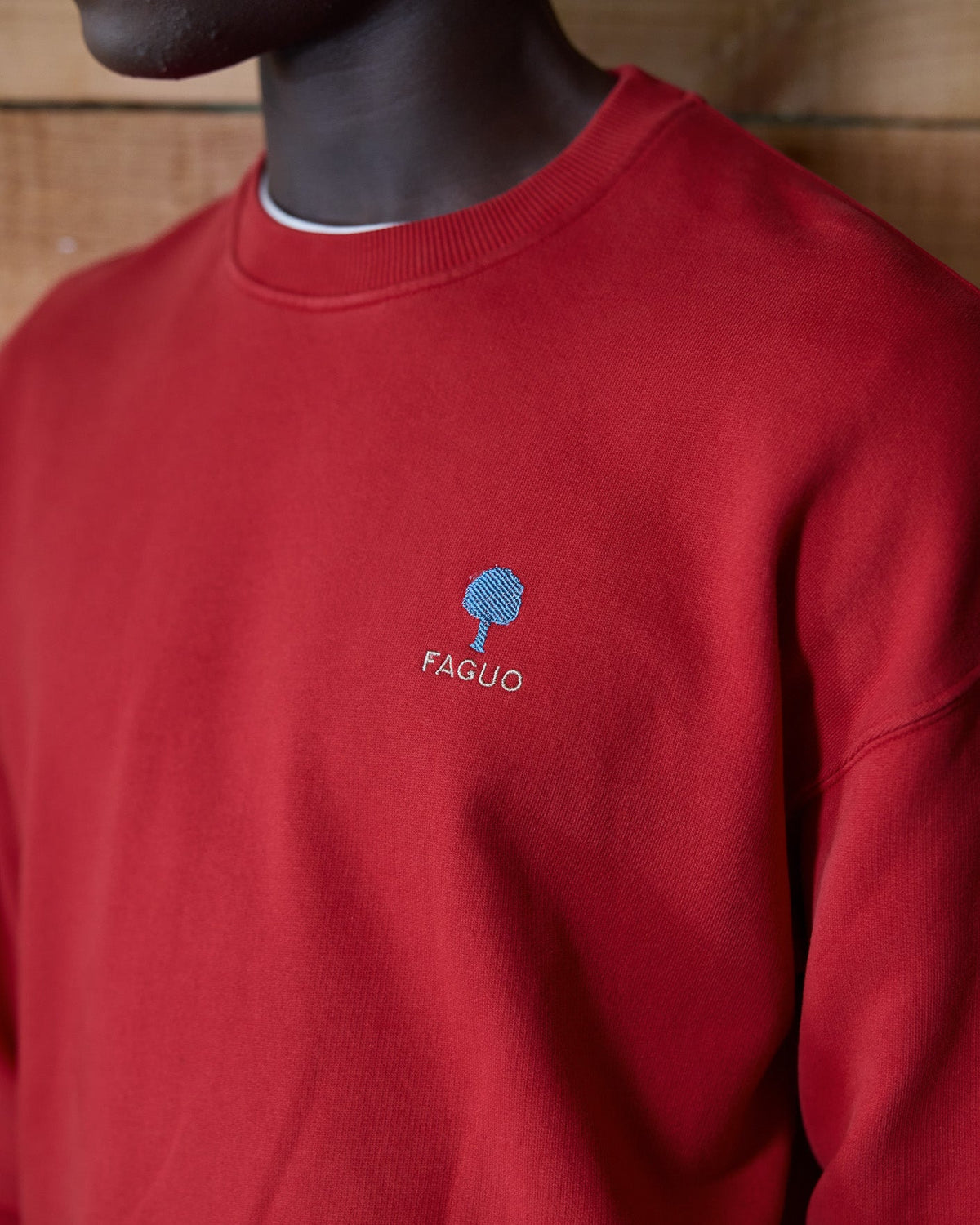 Sweat Col Rond Rouge Foncé