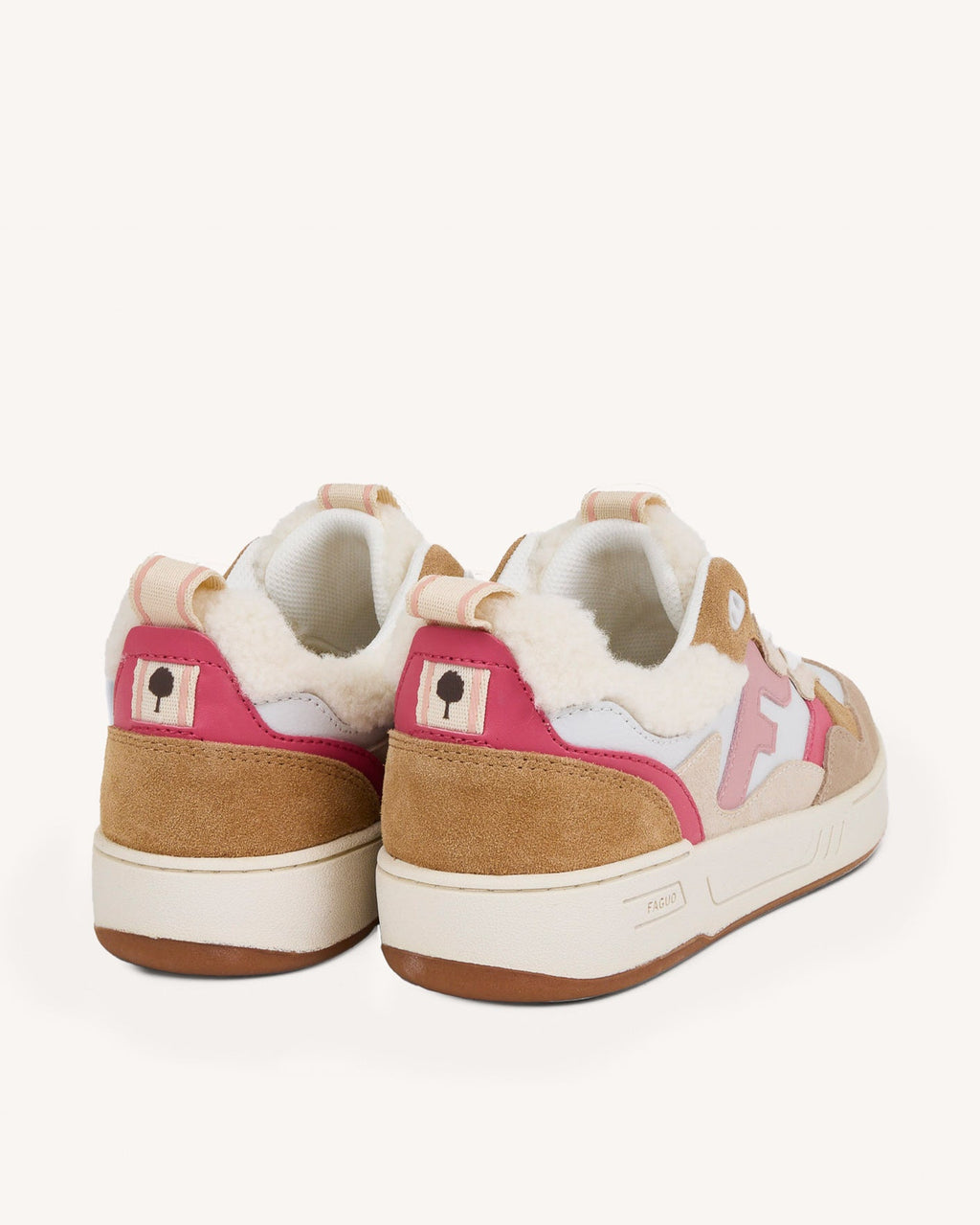 Baskets Cuir Suède Blanc Et Rose Grisé