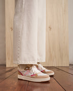 Baskets Cuir Suède Blanc Et Rose Grisé