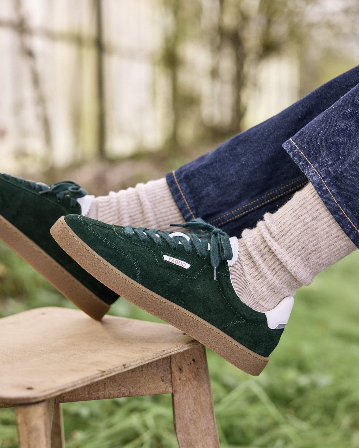 Baskets Cuir Suède Vert Foncé
