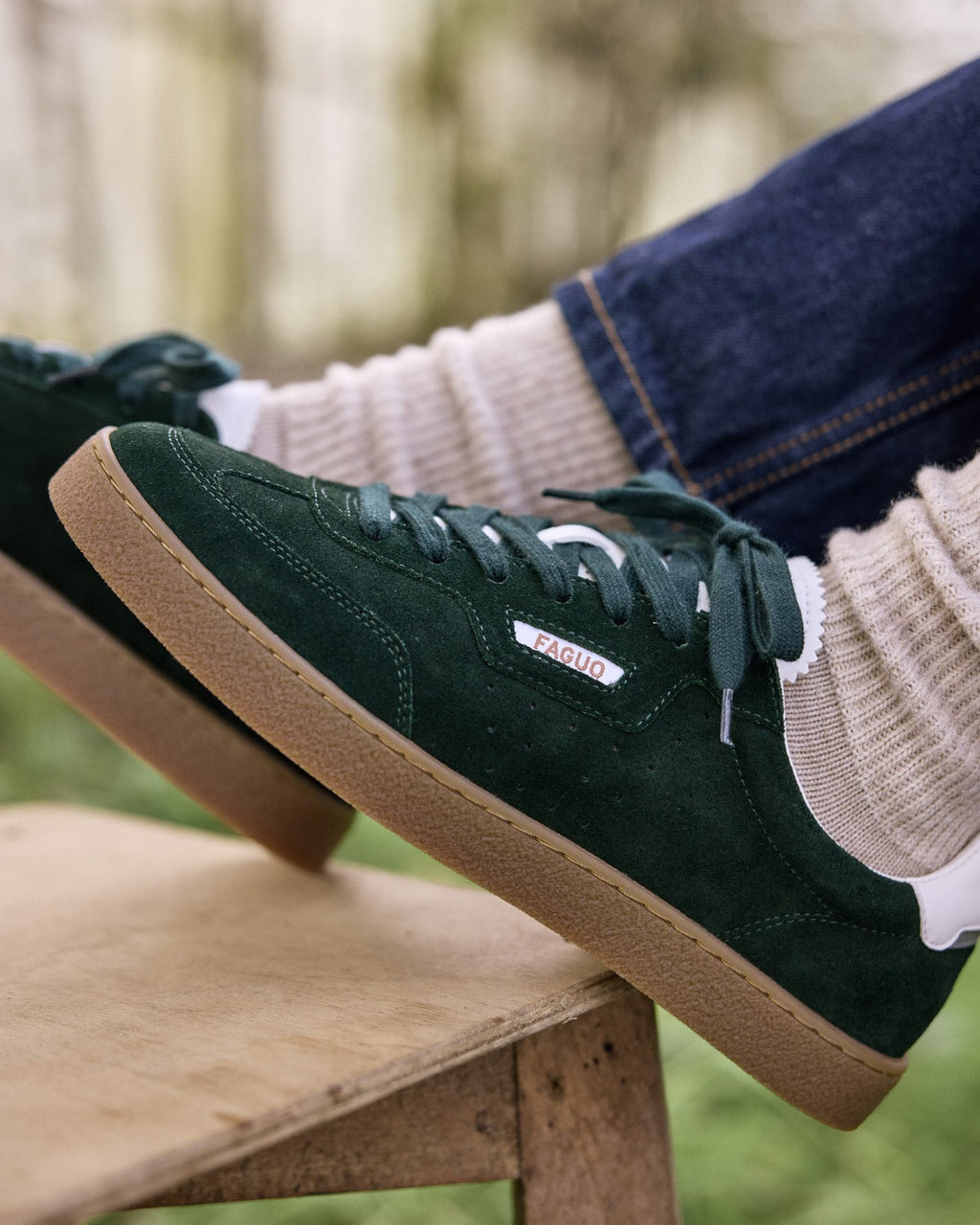 Baskets Cuir Suède Vert Foncé
