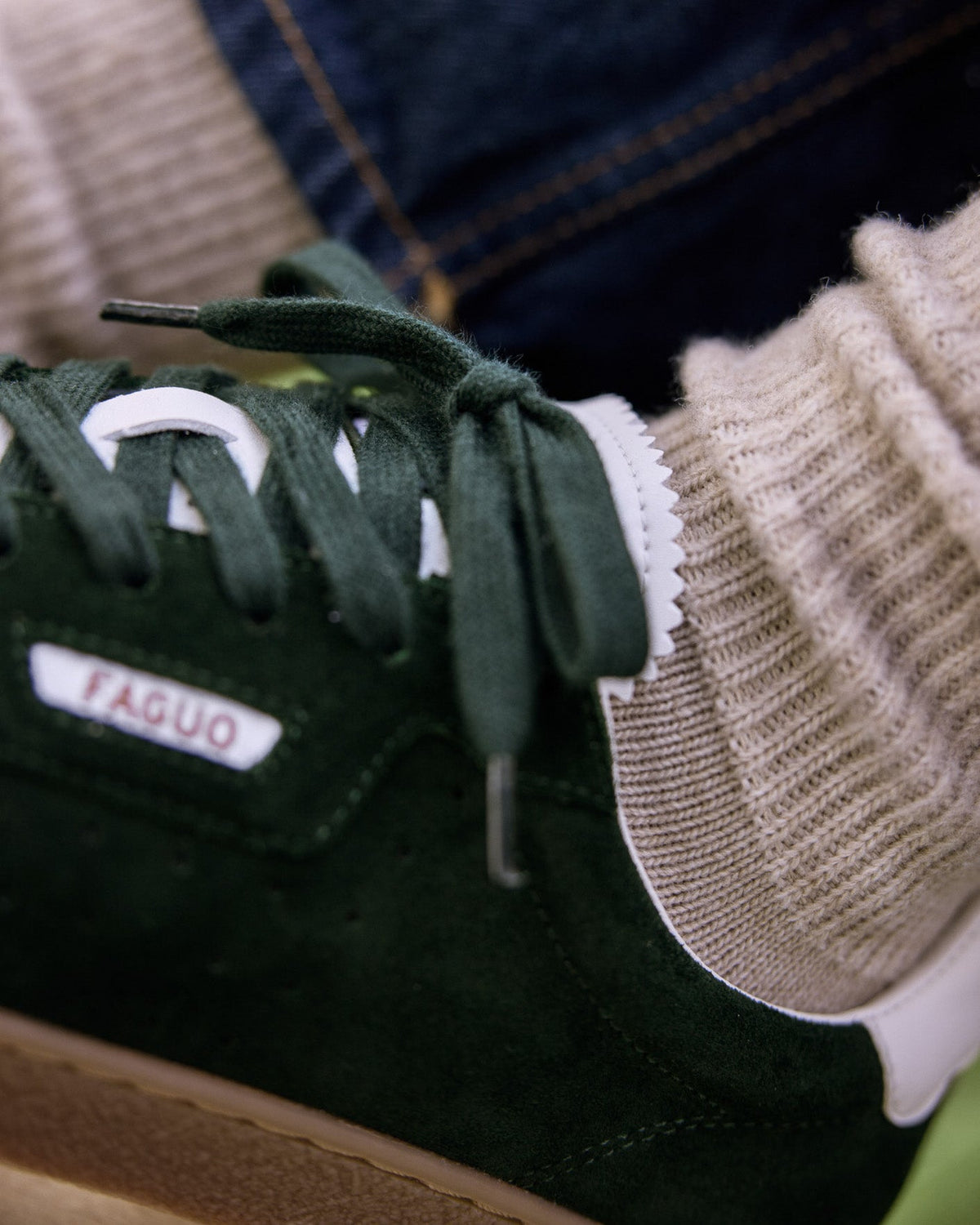 Baskets Cuir Suède Vert Foncé