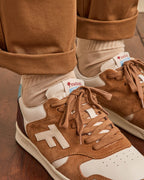 Baskets Cuir Et Suède Crème Et Beige Clair