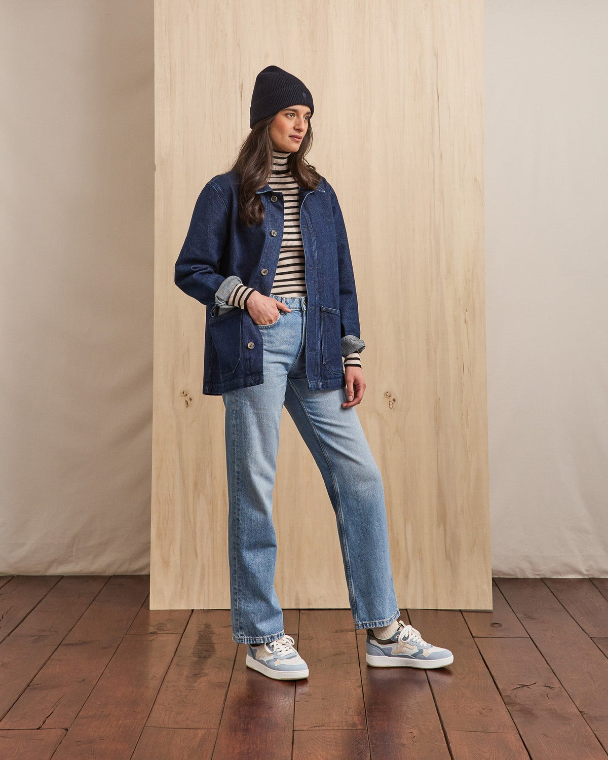 Sneakers Van Suèdeléer Ecru En Lichtblauw