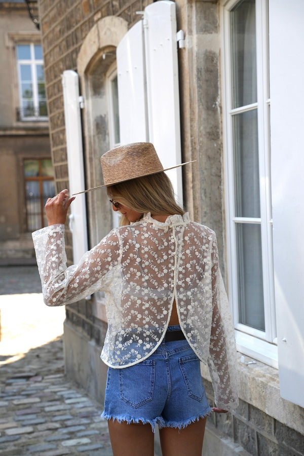 Blusa Tiffany Bordada - Beige
