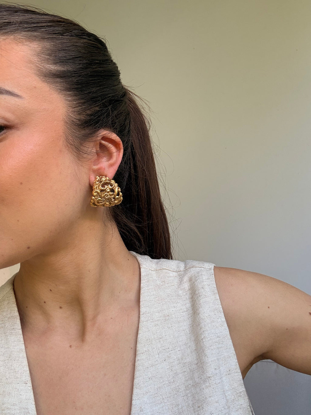 Pendientes Scherrer vintage - Criollas anchas caladas