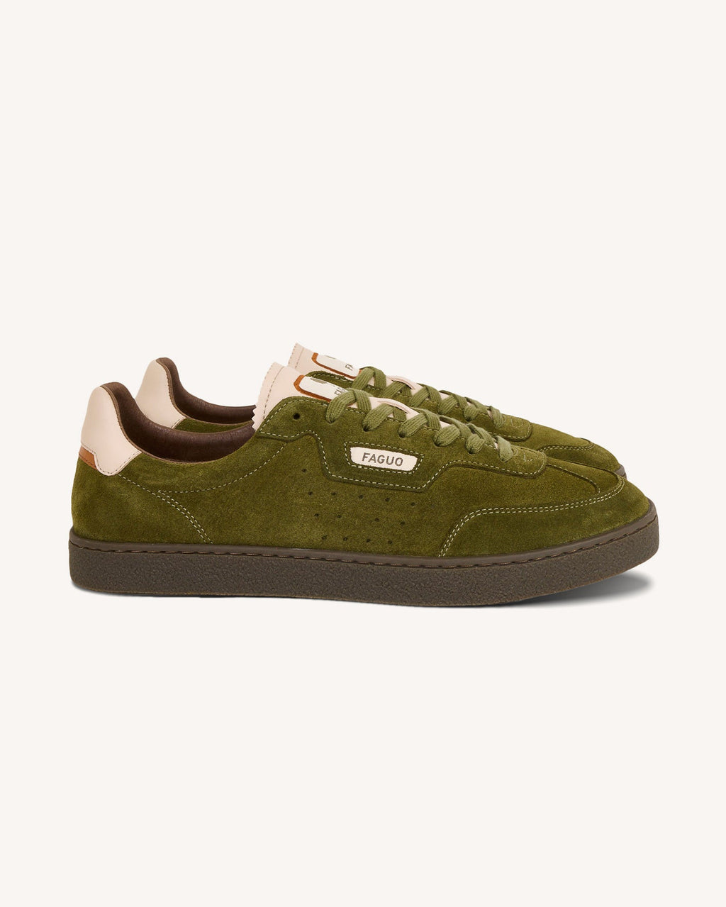 Sneakers van suèdeleer olijfgroen