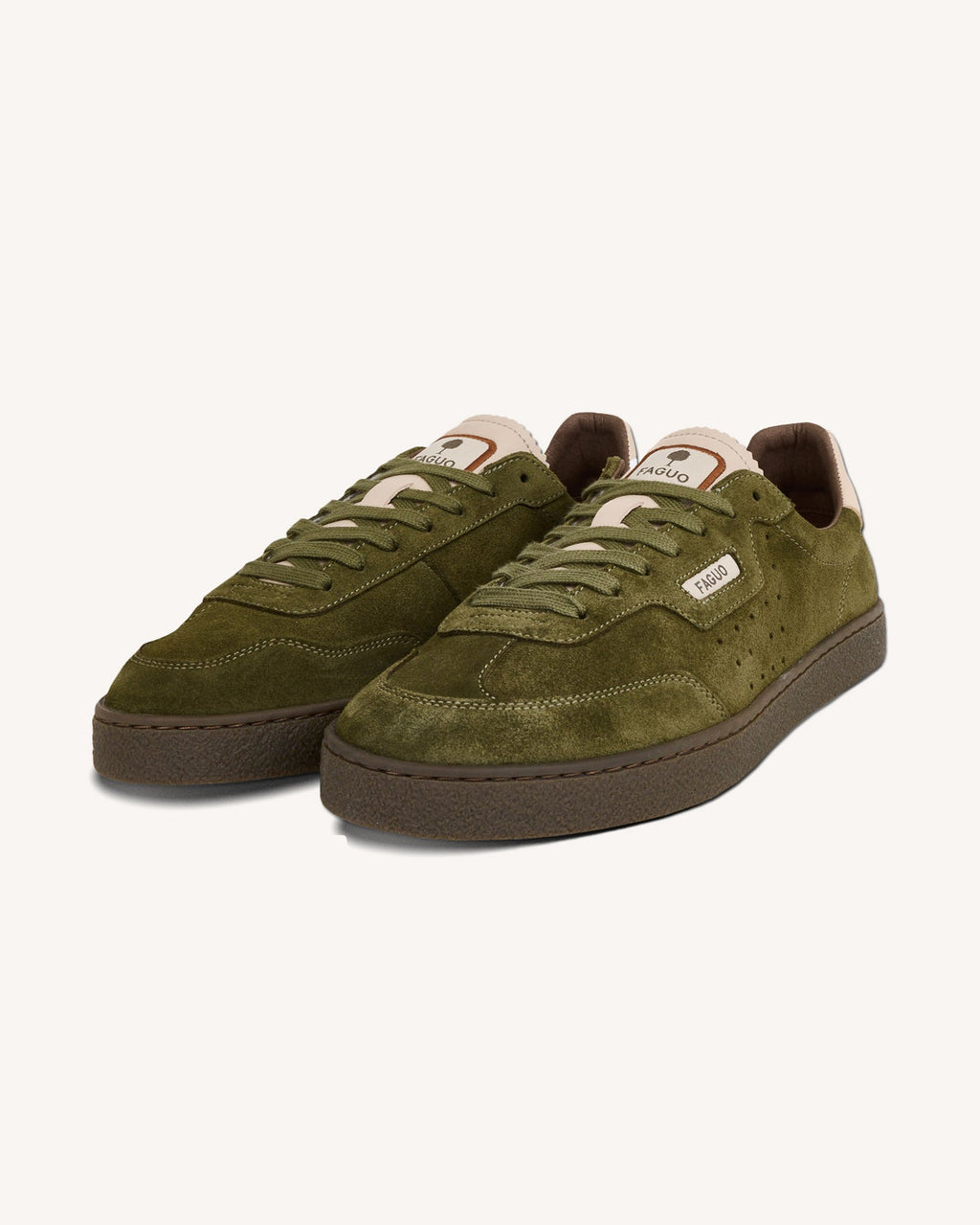Sneakers van suèdeleer olijfgroen