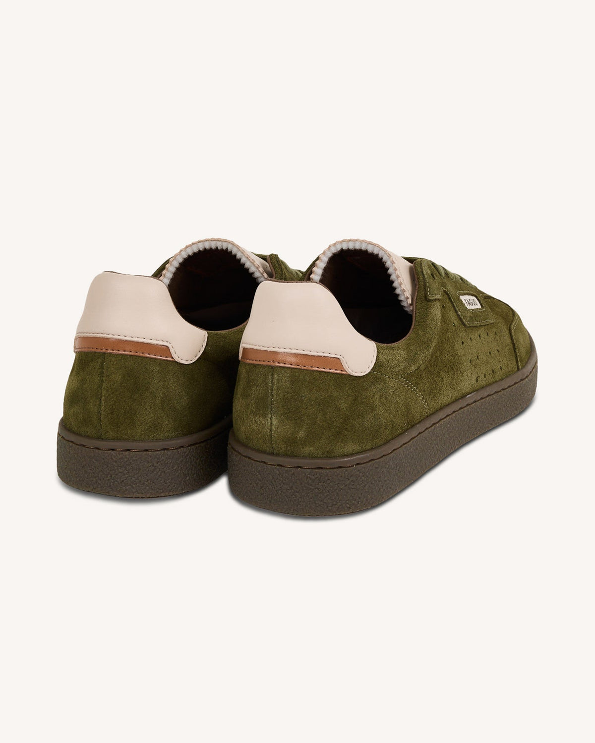 Sneakers van suèdeleer olijfgroen