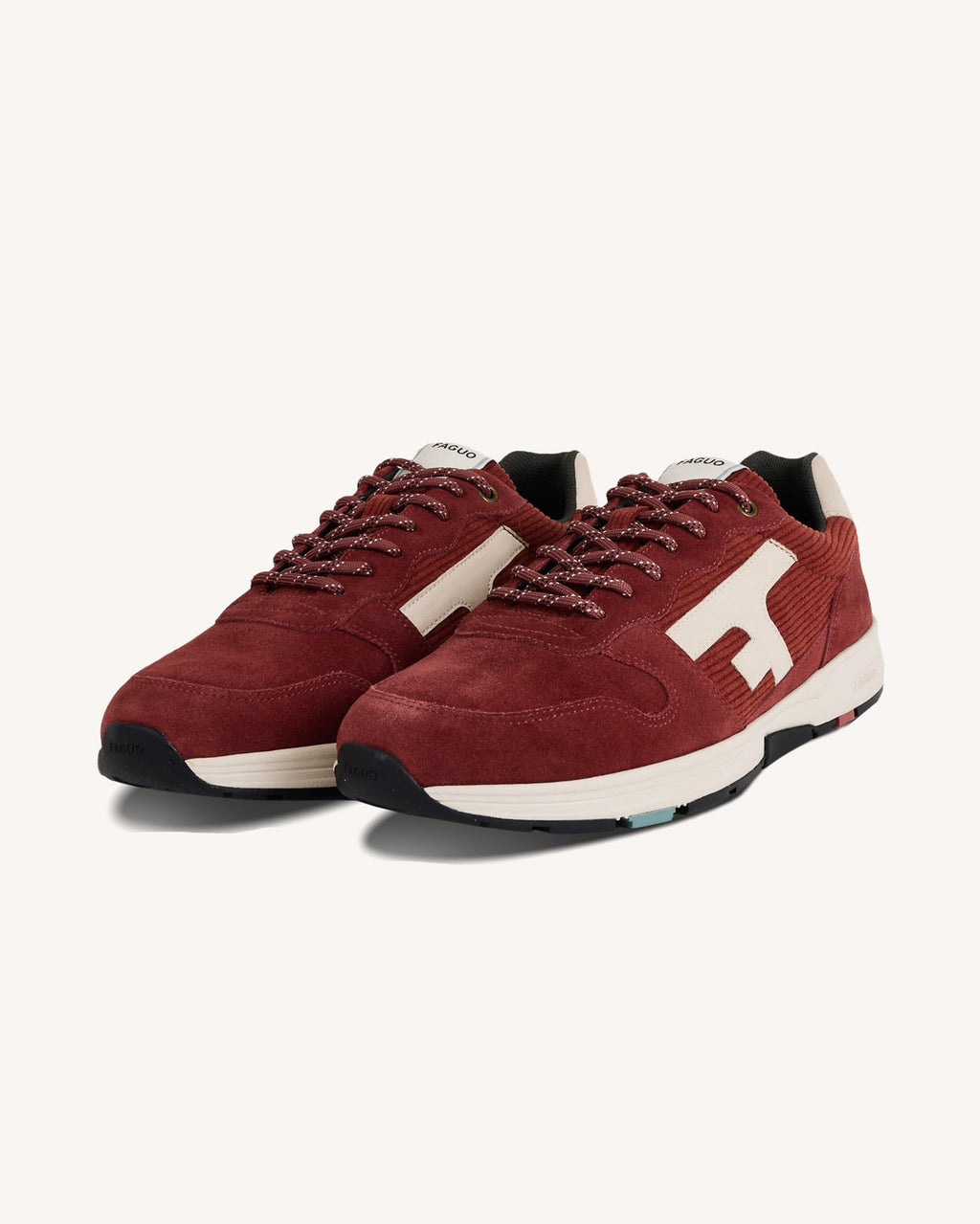 Sneakersy ze skóry zamszowej bordowe