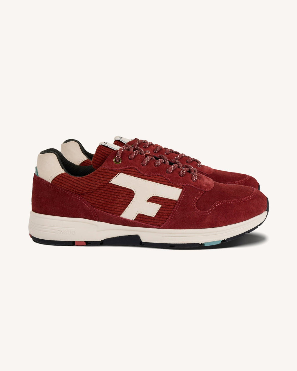 Sneakersy ze skóry zamszowej bordowe