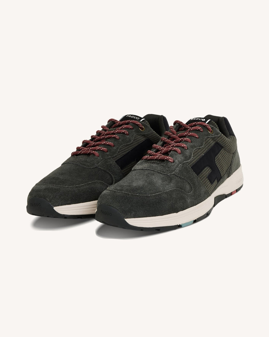 Zapatillas de piel y ante caqui