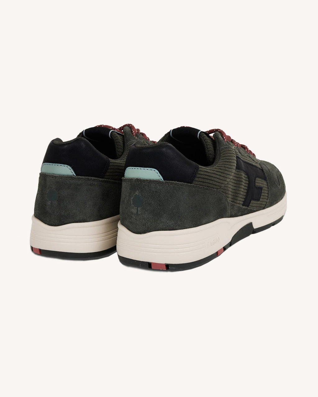 Zapatillas de piel y ante caqui