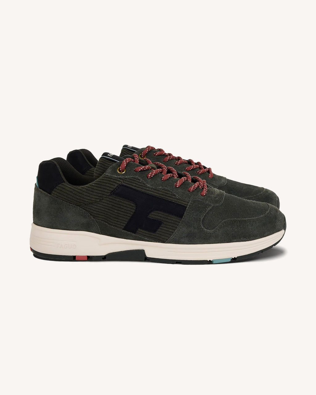 Zapatillas de piel y ante caqui
