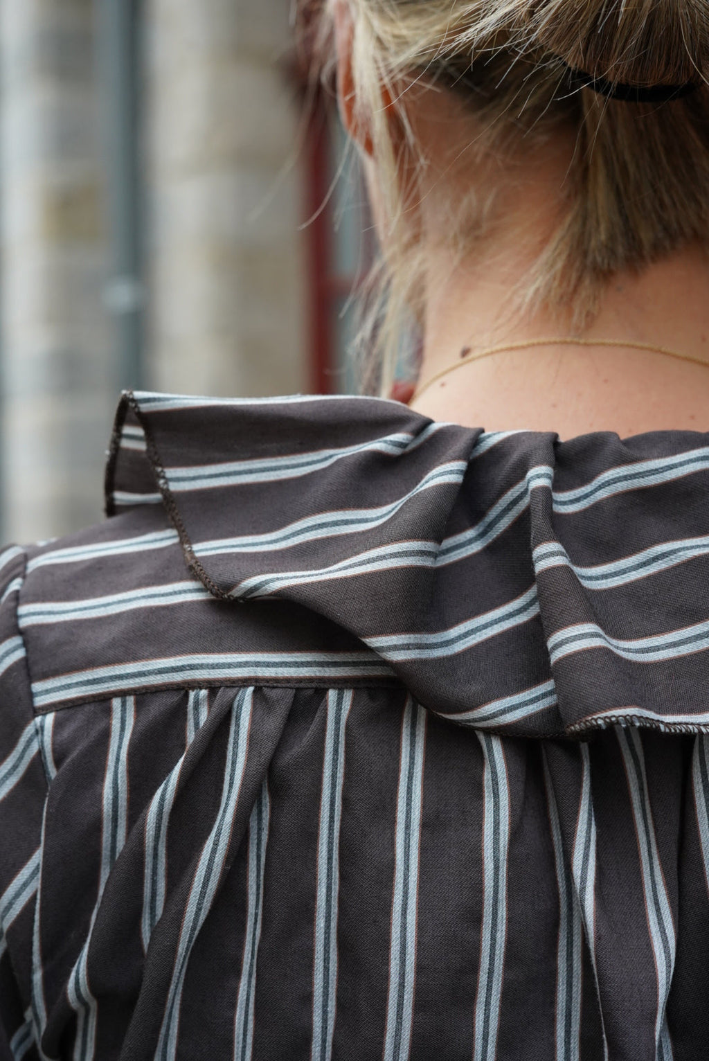 Olympe Blouse Chocolate Stripe
