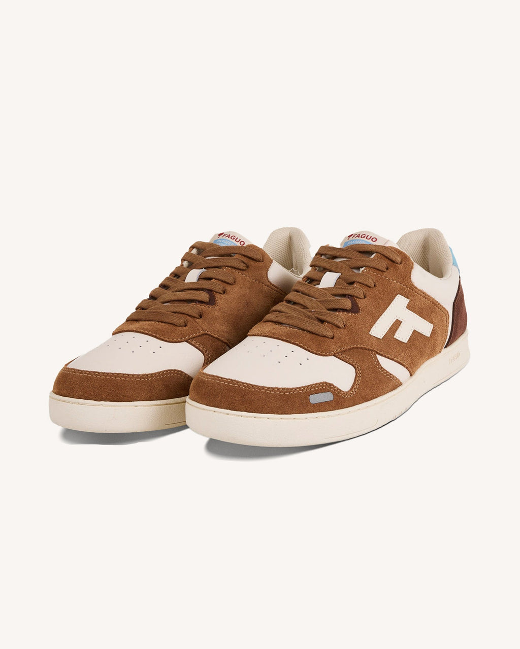 Baskets Cuir Et Suède Crème Et Beige Clair
