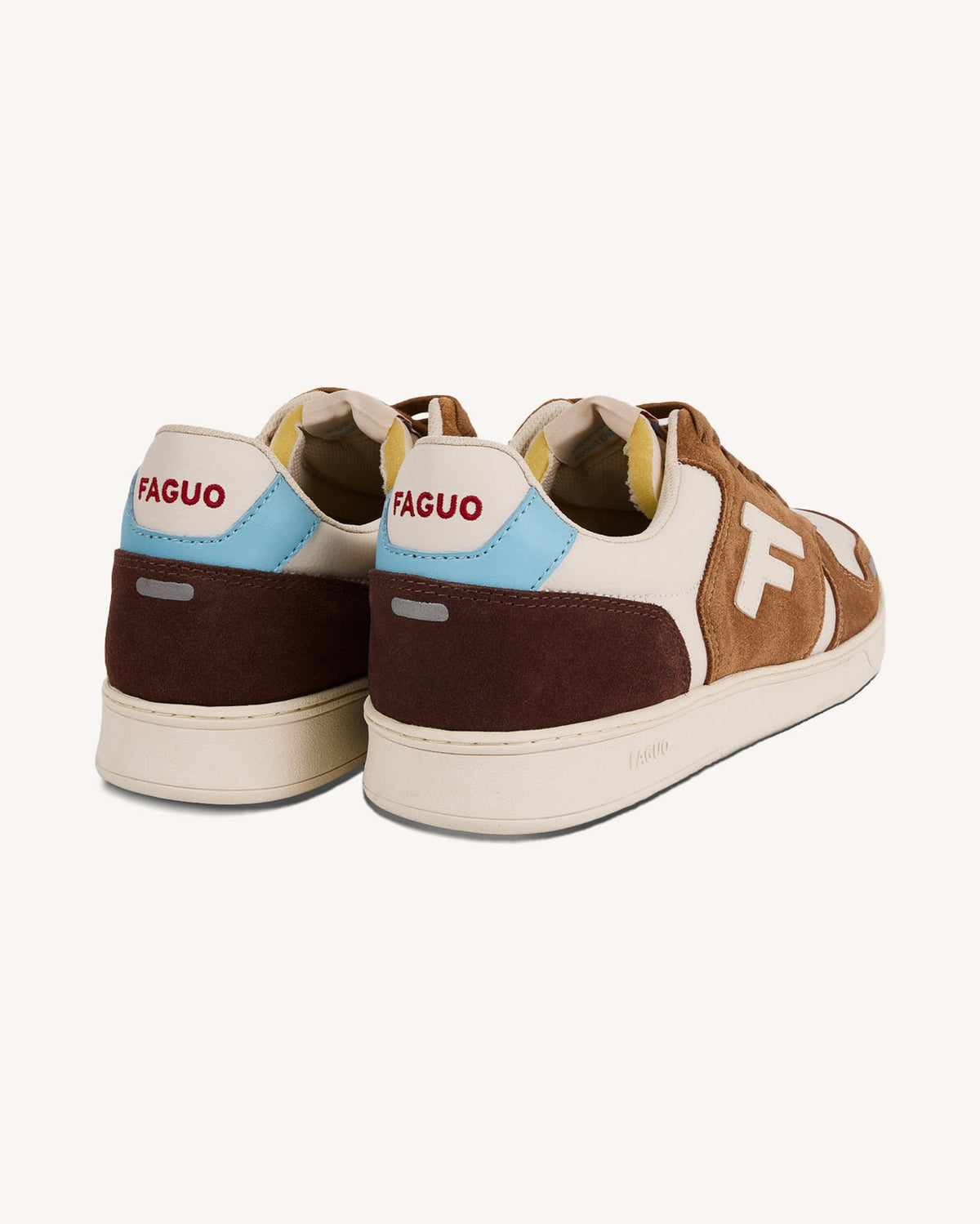 Baskets Cuir Et Suède Crème Et Beige Clair