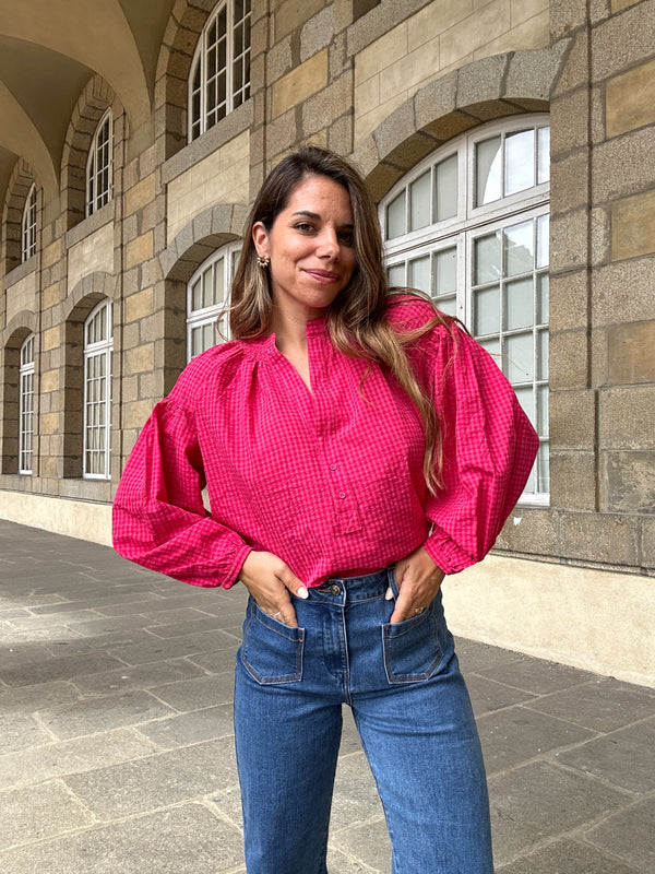 Clothilde Fuchsia Vichy Blouse