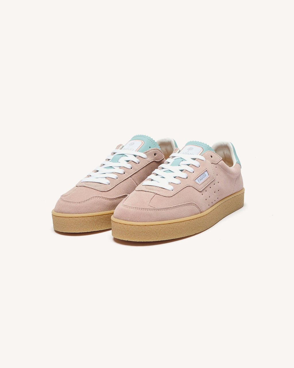 Sneakersy Ze Skóry Zamszowej Szaroróżowe